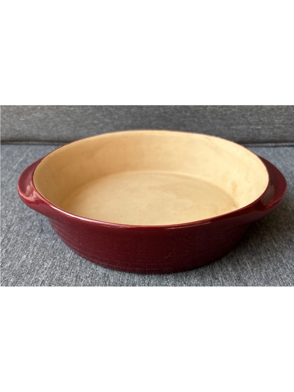Pampered Chef Stoneware 8” Round Baker Cranberry Red Family Heritage #1337 USA